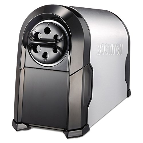 Bostitch Office SuperPro Glow Electric Pencil Sharpener, Heavy Duty Commercial Classroom, Replaceable Cutter Cartridge System, 6-Hole, Silver/Black