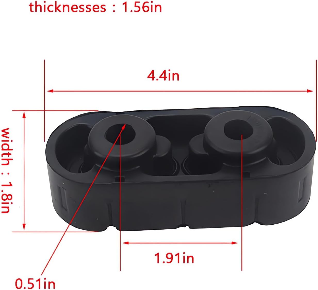 4PCS Exhaust Muffler Hanger 15092802，Noise reduction and shock absorption，Fits for chevy Express Suburban Silverado,for Yukon Savana Sierra,for Cadillac Escalader (4, 0.51in-2 holes)