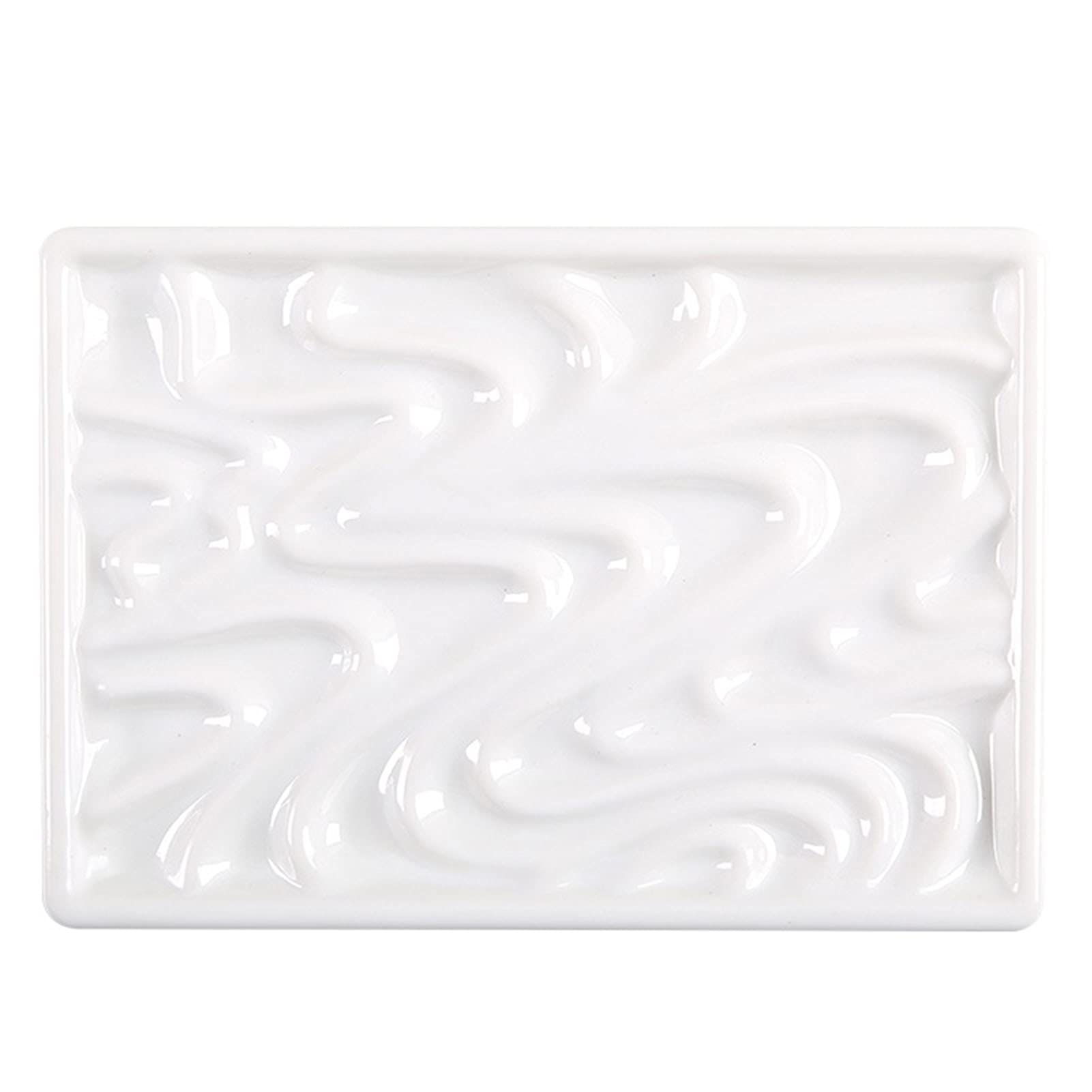 Paleta de Acuarela, Paleta de Pintura portátil con patrón de Ondas, Pintura China Gouache, Placa de Esmalte Blanco Pintada a Mano.