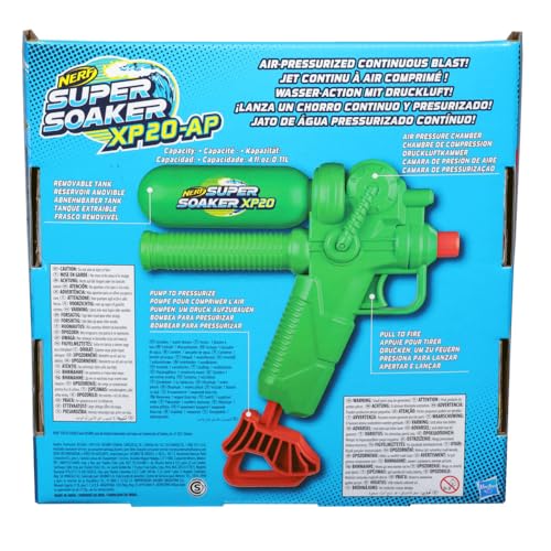 Image of Nerf Super Soaker XP20-AP Water Blaster, Tank Made with Recycled Plastic, Air-Pressurized Continuous Water Blast | Pichkari for Outdoor Water Games | Branded Toy Pichkari for Holi | Kids Ages 6+