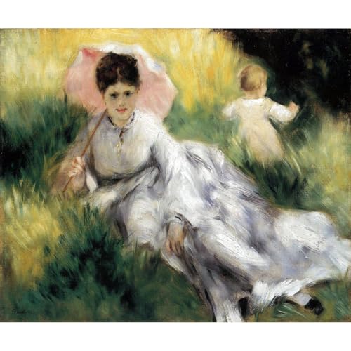 Impression d'art sur toile décoration murale salon Femme avec parasol Renoir