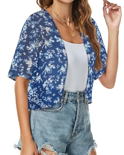 Image of ZNVGIRL Women Shrug Chiffon Cardigans Open Front Short Sleeve Bolero for Evening Dressy 2026