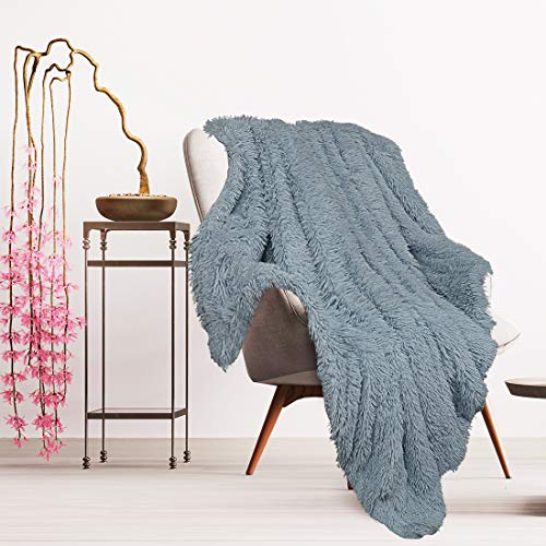 Piccocasa Shaggy Faux Fur Blanket - Soft Warm Reversible Solid Sherpa Reverse Throw Blanket For Sofa, Couch And Bed - Luxury Plush Fluffy Fleece Blankets As Gifts (50X60 Inch, Pale Gray) #TOP1