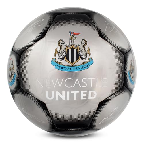 Hy-Pro Newcastle United F.C. Classic Signature - Balón de fútbol con Licencia Oficial - Metálico, Talla 5, NUFC, Entrenamiento, Partido, mercancía, Coleccionable para niños y Adultos, Color Negro
