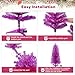 Decoway Pre-Lit Artificial Christmas Tree, 4ft Slim Tinsel Christmas Tree with Warm White LEDs, Battery Operated - Includes Stand, Fire Retardant PVC for Small Spaces, Indoor Decoration (Purple Pink)