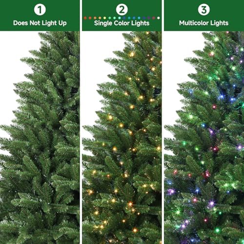 Close-up view of the dense, realistic branches of the pre-lit SHareconn Christmas tree.