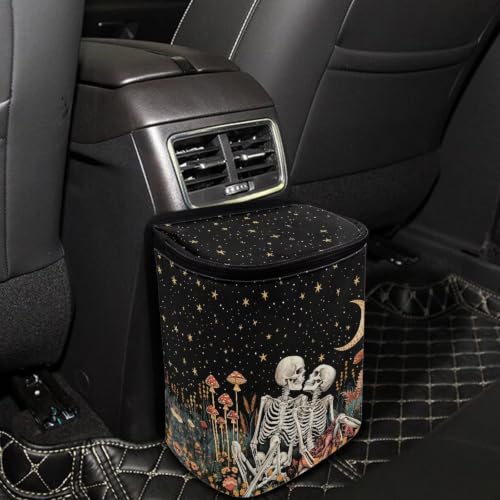 Image of Butterfly Daisy Print Car Trash Can with Lid Cars Trash Bag Bin Hanging Waterproof Garbage Cans Leak Proof Vehicle Trash Can Multipurpose Storage Container for Back Seat