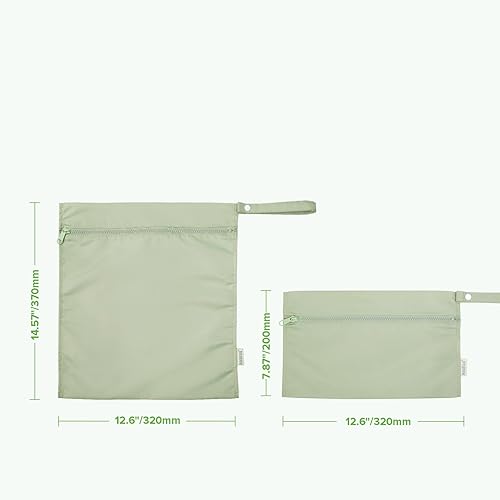 Miniatura 9 de haakaa Bolsas húmedas impermeables para bebé, bolsas húmedas y secas para pañales de tela, traje de baño y viajes, 2 piezas, hierba