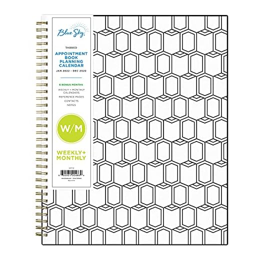 Blue Sky 2022 Weekly & Monthly Appointment Book & Planner, 8.5" x 11", Flexible Cover, Wirebound, Sheridan Black (137277-22)