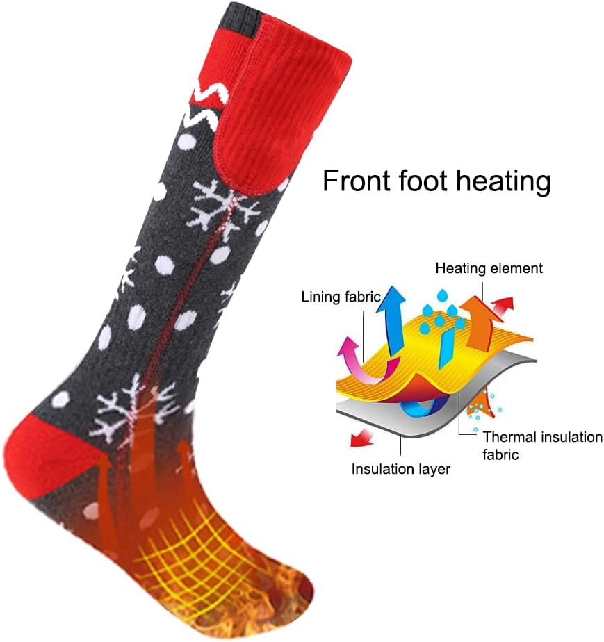 Diagram illustrating the internal layers of the Yulatik heated sock, showing the heating element, lining fabric, thermal insulation fabric, and insulation layer.