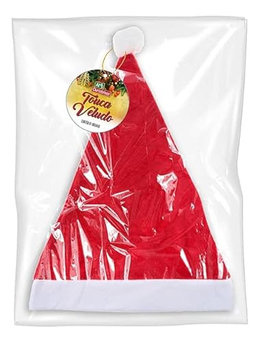 Kit Com 06 Toucas Gorros De Veludo Papai Noel Natal 38x29cm