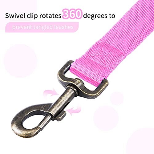 Image of HIKISS Long Dog Leash Obedience Recall Training Agility Lead with Thickening Material for Large Dog - 15ft 20ft 30ft 50ft 100ft Training Leash(Pink 50ft)