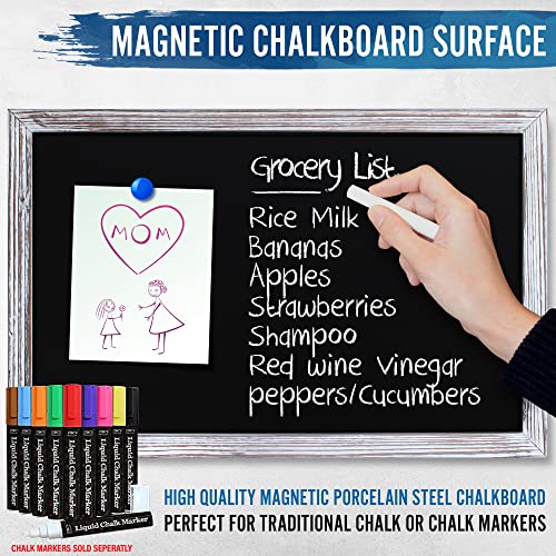 Hbcy Creations Rustic Whitewashed Magnetic Wall Chalkboard, Small Size 11" X 17", Framed Decorative Chalkboard - Great For Kitchen Decor, Weddings, Restaurant Menus And More! … (11" X 17")… #TOP4