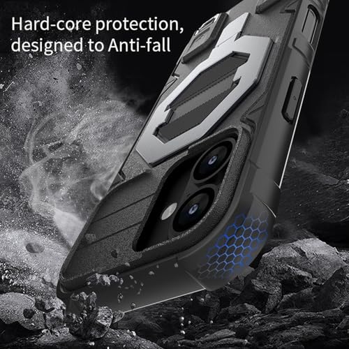 Coque iPhone 16 Pro rigide silicone antichoc noir et anneau support - 5