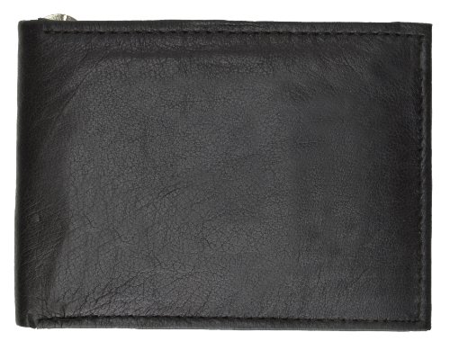 MARSHAL Men's Lambskin Leather Spring Money Clip Compact Bifold Wallet3