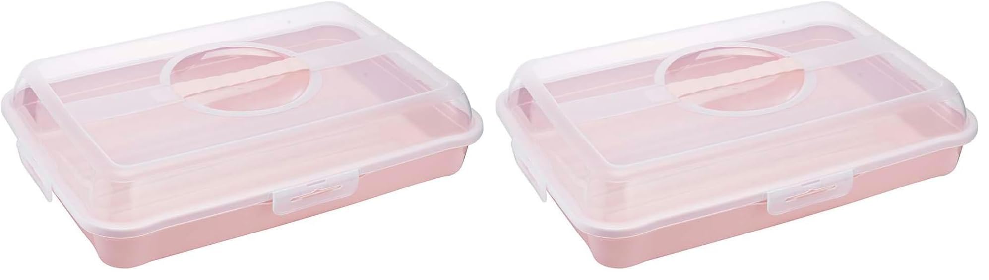 keeeper Boîte à Sandwichs, Gâteaux et Muffins, polypropylène, Rectangulaire, Enrico, Nordic Pink (Rose), 43 x 29,5 x 10,5 (Lot de 2)