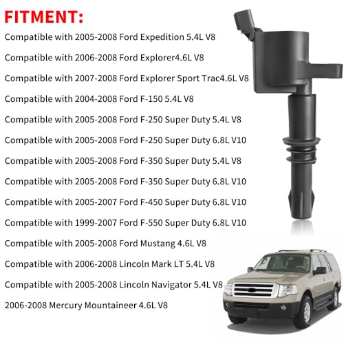 Image of 8PCS FD508 Ignition Coil Pack & Spark Plugs Compatible with Ford /Lincoln