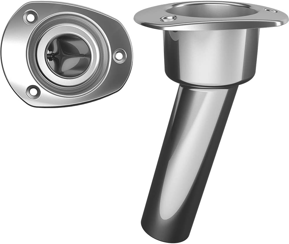 Stainless Steel 15° Rod & Cup Holder - Open - Oval Top
