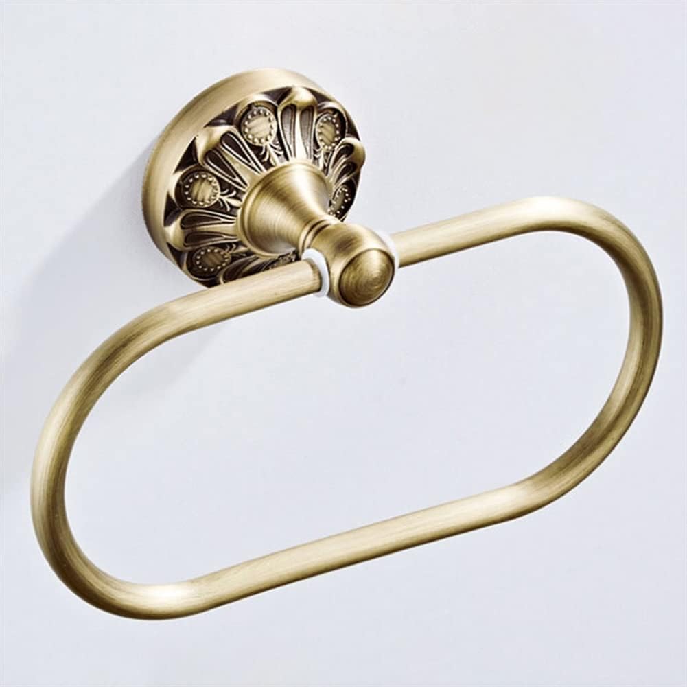 LSLYTQ Antique Bathroom Accessories, Bronze Vintage Brass Towel Ring, Bathroom Towel Hanger