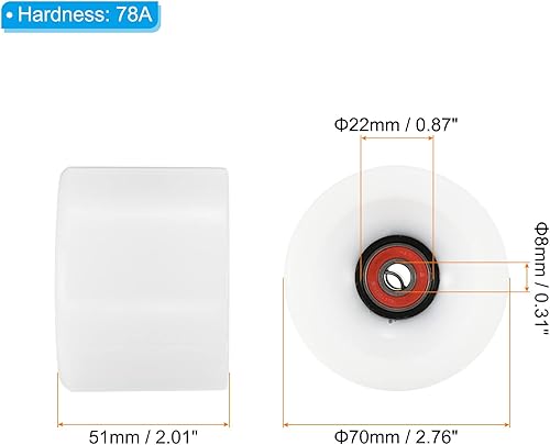 Miniatura 2 de PATIKIL Ruedas de Longboard 78A con rodamientos ABEC-9, ruedas de crucero suaves para patinetas, ruedas de patineta de poliuretano