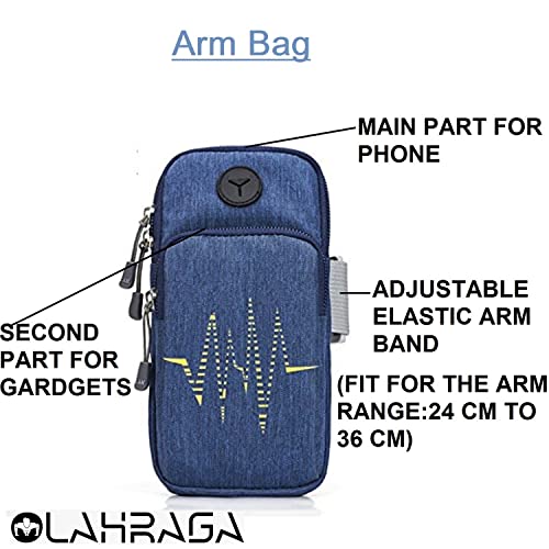 Image of Mini Mobile Arm Bag with Earphone Hole and Adjustable Arm Strap for Men's and Women's Running Fitness Walking Sports Outdoor (Blue)