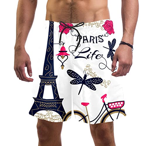 Maillots de bain pour hommes JDEZ à motif bicyclette Paris et short de plage
