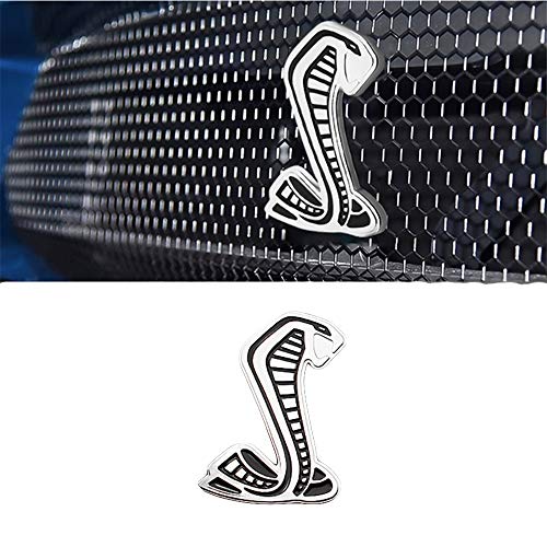 XCBW Emblema del Logotipo del Coche para la Parrilla Delantera Etiqueta engomada de la Insignia de Cobra de Metal para F-ORD Mustang Shelby GT500,Plata Cover