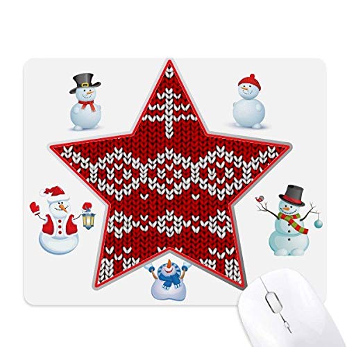 Tapis de souris en tricot vertical bonhomme de neige rouge, l'idée cadeau de Noël idéale