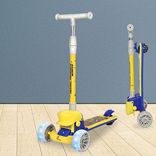 Image of R for Rabbit Road Runner Mario Scooter for Kids of 3+ Years Age, Kids Scooter, Scooter for Kid, 4 Level Height Adjustment, PU LED Wheels & Weight Capacity Upto 75 kg Kick Scooter (Yellow Blue)