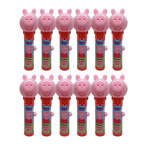 Pop Ups! Peppa Pig Lollipop Holder | Collectable Peppa Pig Toy Lollipop Case | Stocking Stuffers, Party Favors for Goodie Bags, Piñata Candy, Game Prizes | Bulk Set of 12 | Lollipops Included