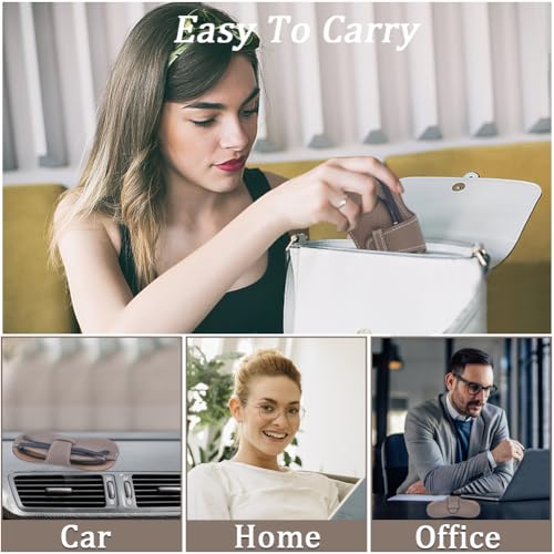 Image of CREATCABIN Leather Glasses Case Slim Sunglasses Pouch Lightweight Travel Portable Squeeze Top Soft Eyeglasses Cover Holder with Soft Cleaning Cloth for Family Friends Holiday Vacation 6.9x3.4 Inch
