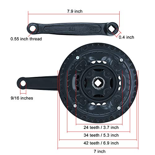 image for ColouredPeas Square Cone Mountain Bike Cranksets 6/7/8 Speed 42T 34T 2