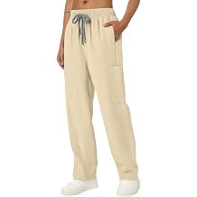 Medical Scrub Pants for Women Elastic Waist Jogger Pants with Pockets Scrubs Pant Drawstring Mid-Rise Cargo Pants
