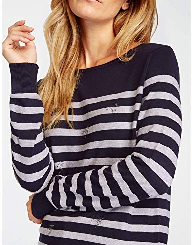 Gerry Weber Maglione a Maniche Corte, Blu/Grigio a...