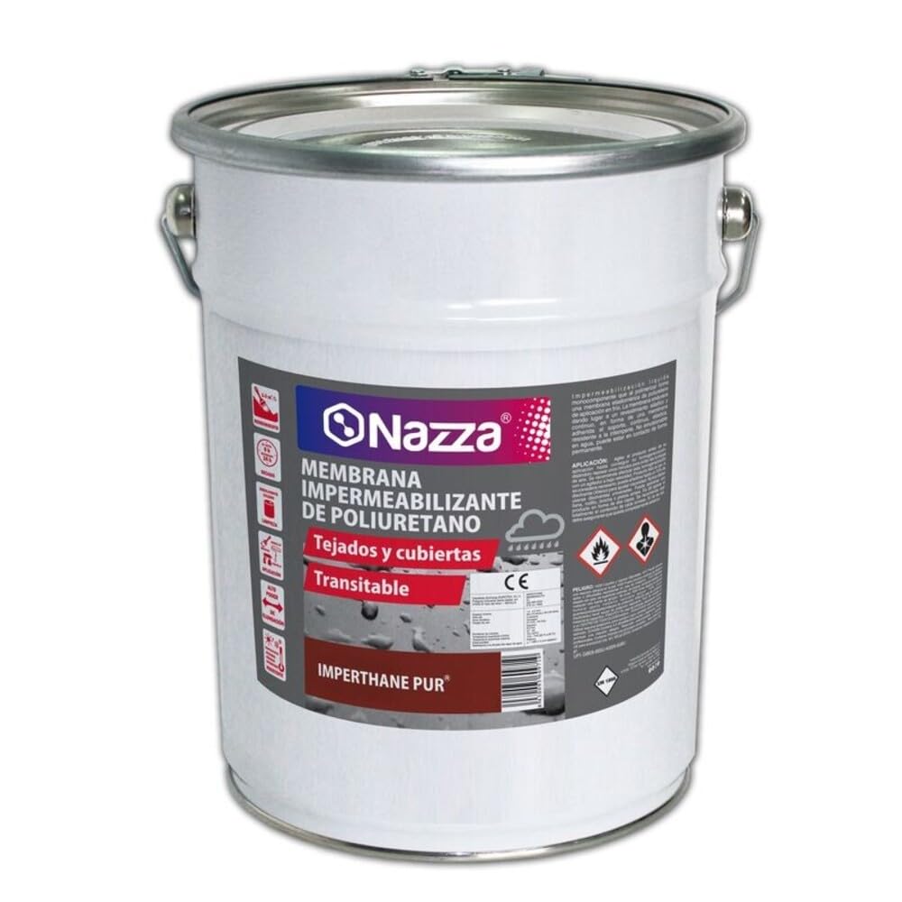 Membrana Poliuretano Gris o Rojo Teja - De altas prestaciones que reacciona con la humedad ambiental y crea recubrimientos duros y flexibles (Rojo Teja, 4L)