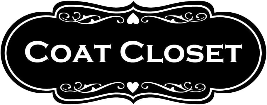 Designer Coat Closet Sign (Black) - Small (2 Pack)