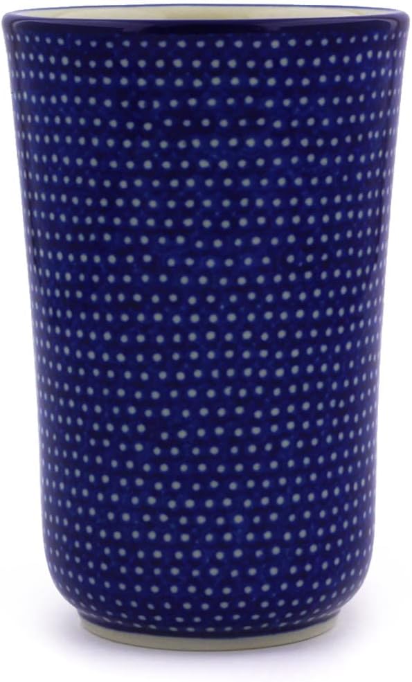 Polmedia Polish Pottery Tumbler UNIKAT - Starry Night Pattern Handmade in Boleslawiec Poland by Ceramika Artystyczna + Certificate of Authenticity