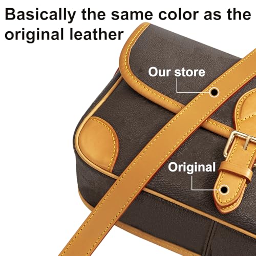 Image of Genuine Vachetta Leather Strap for Bag,Shoulder Purse Strap Replacement Fit for Speedy Pochette Metis (Beeswax-Width:0.70in&Length:25.6in,Double Buckles)