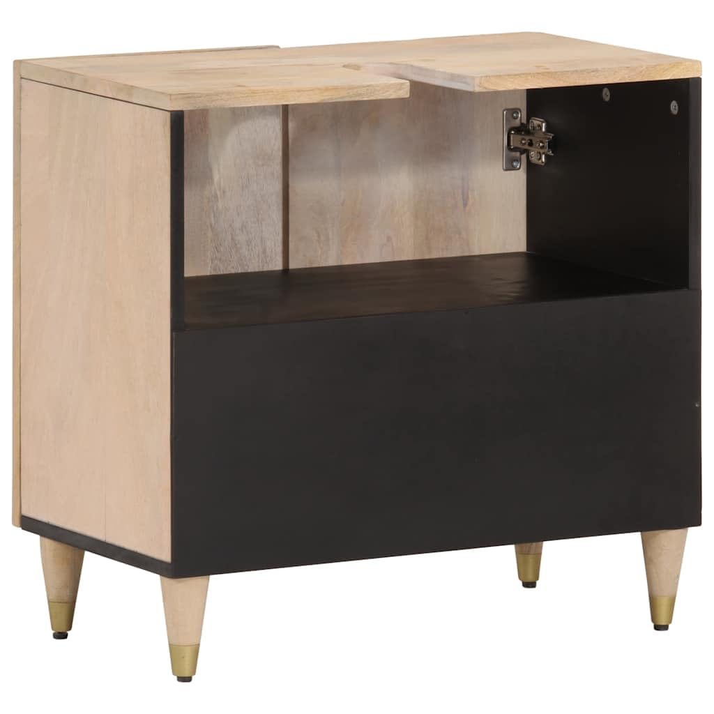 Szafka pod umywalkę z litego drewna mango, 62 x 33 x 58 cm, z ręcznie rzeźbionym wzorem, miejsce do przechowywania i miejsce do przechowywania szafki łazienkowej, umywalki, komody