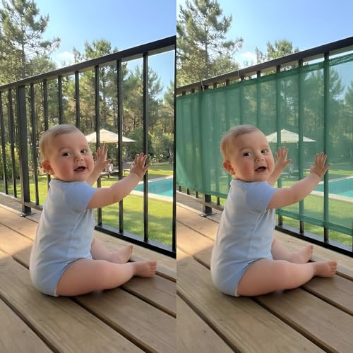 Image of RED WIND Baby Safety Net with Reinforced Edges | 4.5 x 15 Ft | Green | HDPE | 90% Shade UV Resistant Baby, Pet Safety Net for Balcony, Staircase, Railings