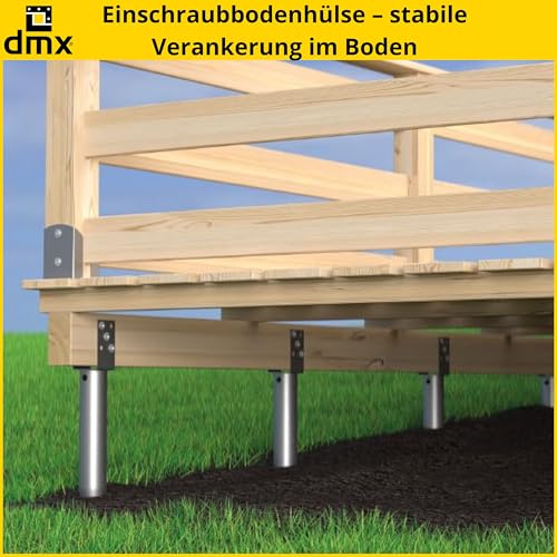 GRUNDLINE - Pfostenträger U Profil - Einschraub Bodenhülsen - Stützenfuß - Einschraubhülsen - U Pfostenträger 120x120 mm - Stutzen - Einschraubbodenhülse - Bodenanker - Pfostenanker