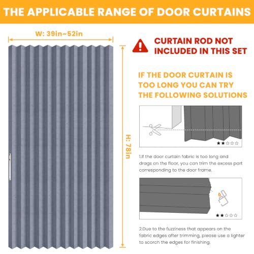 Image of AJAZZ Blackout Magnetic Door Curtain Accordion Doors Interior Closet Door Curtain Invisible Applicable Bedroom Room Living Room Doorway（Dark Blue 52 inch W x 78 inch L 1 Panel