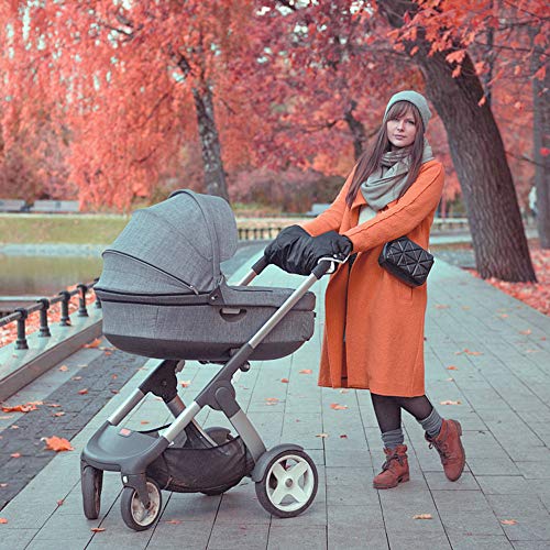 Roysmart Kinderwagen Handschuhe Handmuff mit Fleece Innenseite, Wasserdicht und Winddicht Stroller Handmuff Handwärmer Universalgröße für Kinderwagen, Buggy, Radanhänger (Schwarz)