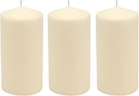 Stonebriar 6 Pack 3x6 Inch Ivory Unscented Pillar Candles - 65 Hour Long Burning, Smoke-Free Paraffin Wax