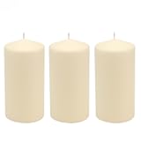 Stonebriar 6 Pack Tall 3 x 6 Inch 65 Hour Long Burning Unscented Ivory Wax Pillar Candles