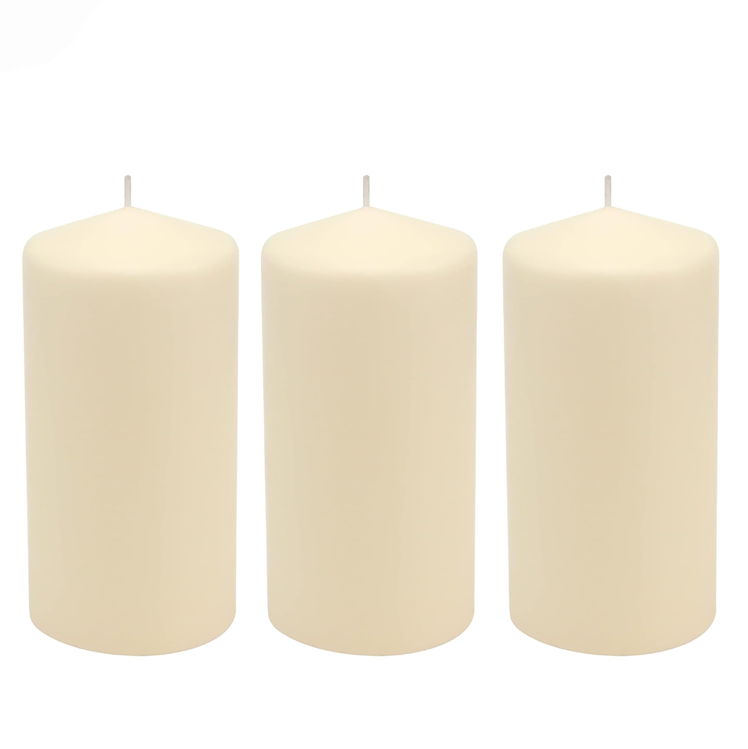 Stonebriar 6 Pack Tall 3 x 6 Inch 65 Hour Long Burning Unscented Ivory Wax Pillar Candles
