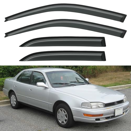 Image of Window Visors Rain Guards Shield for 1992-1996 Toyota Camry, Out-Channel Window Vent Wind Deflectors Visors Shades for 92-96 Camry