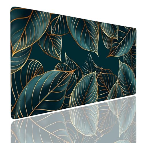 Tapis de souris gaming XL 800x300mm imperméable et antidérapant avec motif Leaf