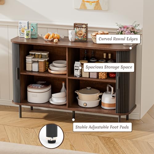 BonVache Sideboard Cabinet, Buffet Storage Cabinet, Kitchen Cupboard with Tambour Sliding Door, Storage Unit for Living Room Home Dinning Room Modern,Black - Image 3