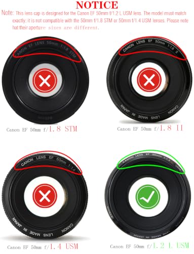 Tapa de lente 72mm para Canon EfS 15-85mm F3.5-5.6 is USM, EF 50mm f1.2L USM (no compatible con EF 50mm f1.8 STM), HUIPUXIANG 72mm Lens Cap Filter Thread [2 unidades] miniatura 2